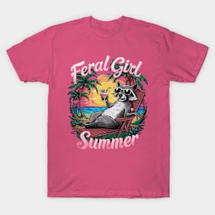 feral girl summer raccoon T-Shirt
